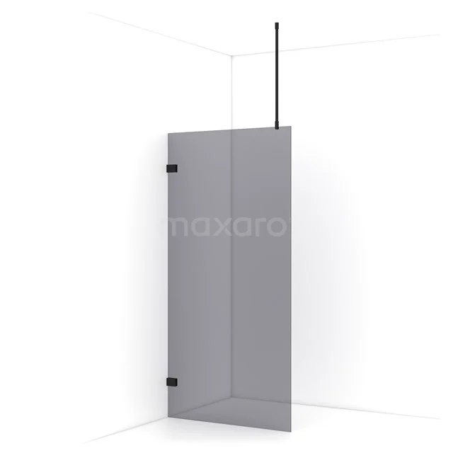 Diamond Walk-in shower | 90 cm Matte black Smoke glass Fixed wall IDA09721MB