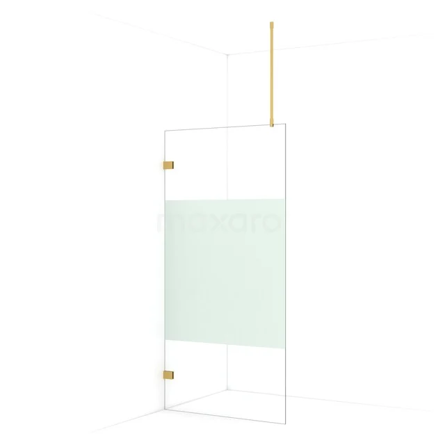 Begehbare Dusche Diamond 90cm aus klarem Sicherheitsglas mit mattem Streifen Gold IDA09723GG