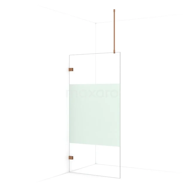 Diamond Walk-in shower | 100 cm Copper Clear with matt strip Fixed wall IDA10723KP