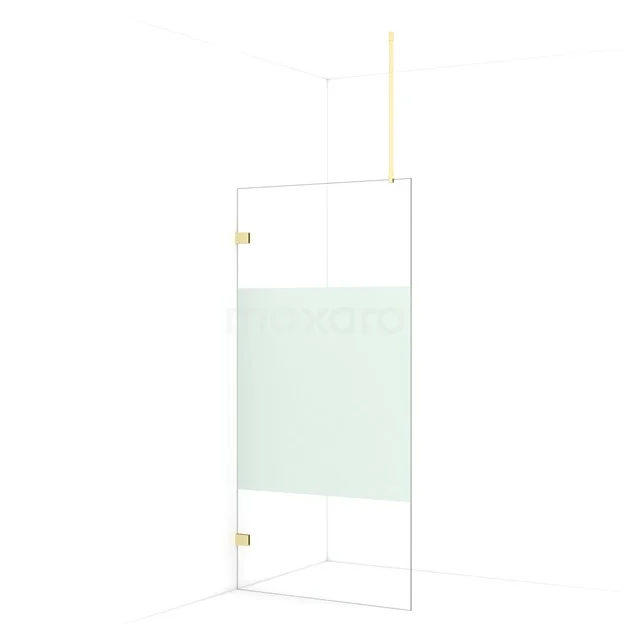 Diamond Walk-in shower | 90 cm Light gold Clear with matt strip Fixed wall IDA09723LG