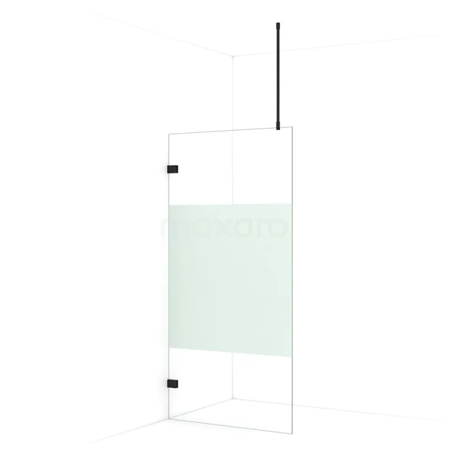 Diamond Walk-in shower | 100 cm Matte black Clear with matt strip Fixed wall IDA10723MB