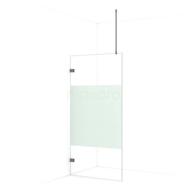 Diamond Walk-in shower | 90 cm Black metal Clear with matt strip Fixed wall IDA09723ZM