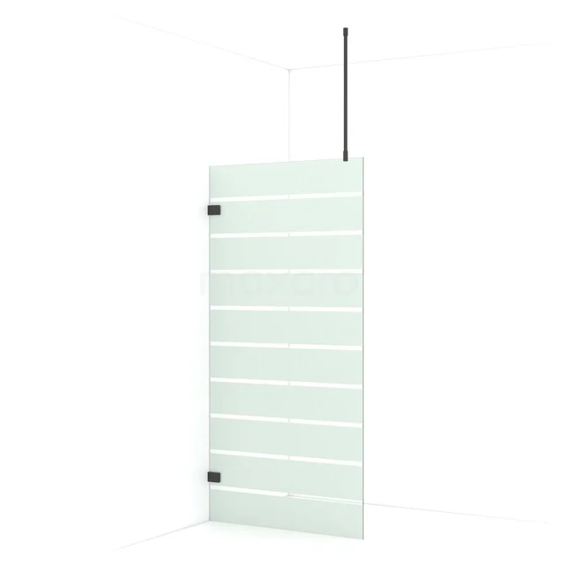 Diamond begehbare Dusche | 90 cm Schwarzchrom  Feste Wand IDA09726BC