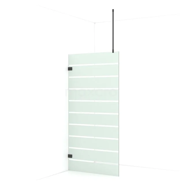 Diamond Walk-in shower | 90 cm Black chrome Clear with matt stripes Fixed wall IDA09726BC