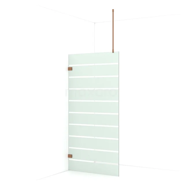 Diamond Walk-in shower | 100 cm Copper Clear with matt stripes Fixed wall IDA10726KP