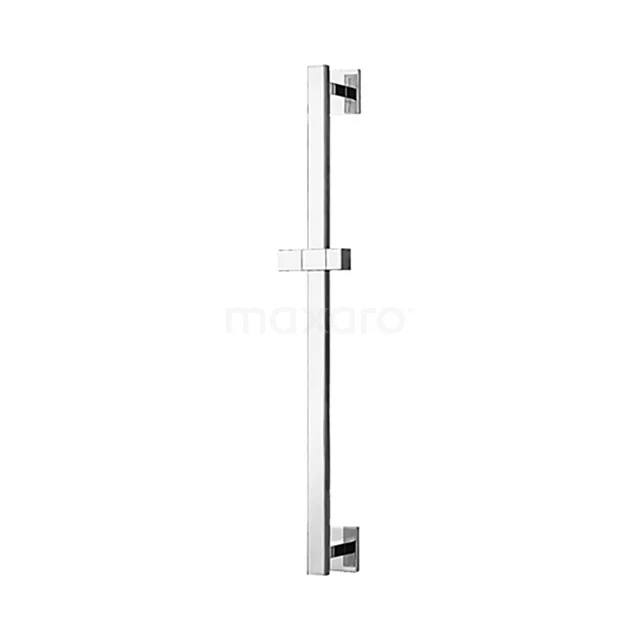 Adjustable shiny chrome shower slide rail with sleek design, ideal for modern bathroom décor.