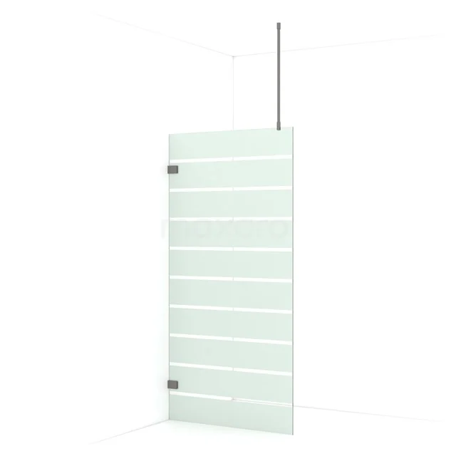 Diamond Walk-in shower | 100 cm Black metal Clear with matt stripes Fixed wall IDA10726ZM