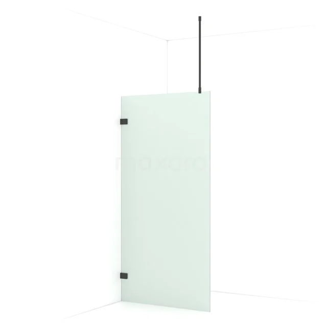 Diamond Walk-in shower | 90 cm Black chrome Frosted glass Fixed wall IDA09727BC