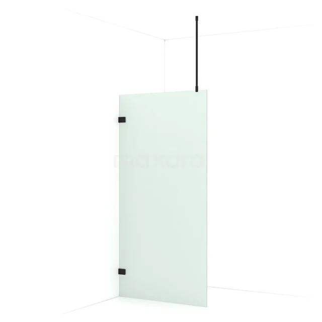 Diamond Walk-in shower | 90 cm Matte black Frosted glass Fixed wall IDA09727MB