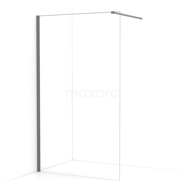Diamond begehbare Dusche | 110 cm Schwarzes Metall  Feste Wand IDA11110ZMN