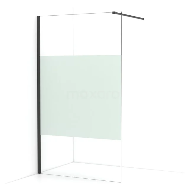 Diamond Walk-in shower | 110 cm Black chrome Clear with matt strip Fixed wall IDA11113BCN
