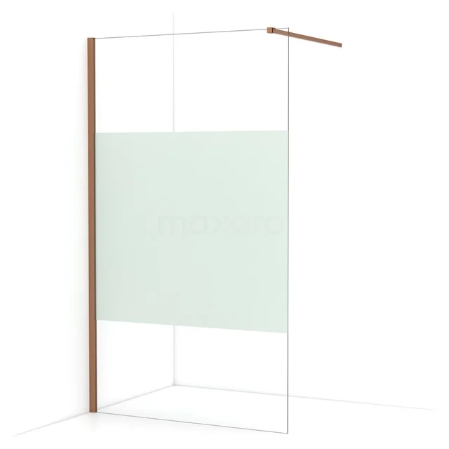 Diamond Walk-in shower | 110 cm Copper Clear with matt strip Fixed wall IDA11113KP