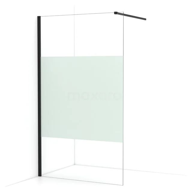 Diamond Walk-in shower | 110 cm Matte black Clear with matt strip Fixed wall IDA11113MB