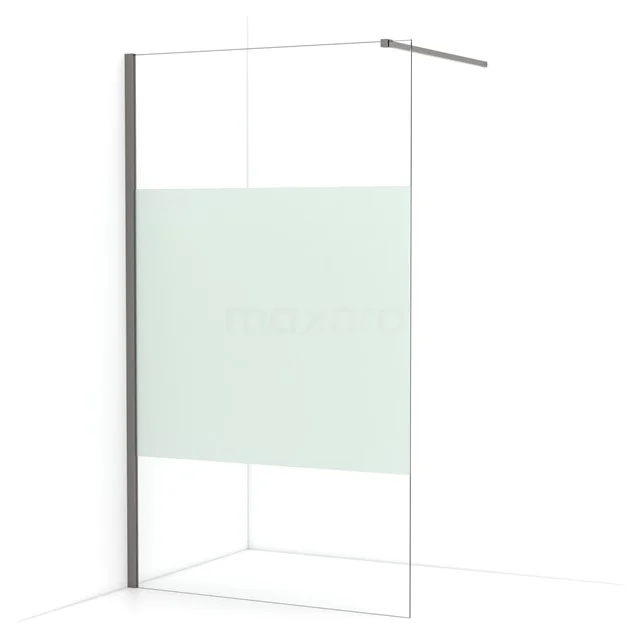 Diamond Walk-in shower | 110 cm Black metal Clear with matt strip Fixed wall IDA11113ZMN