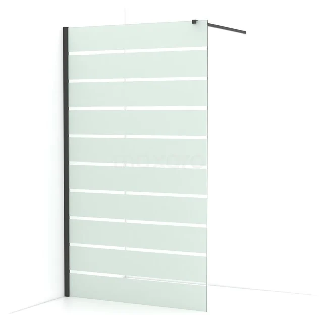 Diamond Walk-in shower | 120 cm Black chrome Clear with matt stripes Fixed wall IDA12116BCN