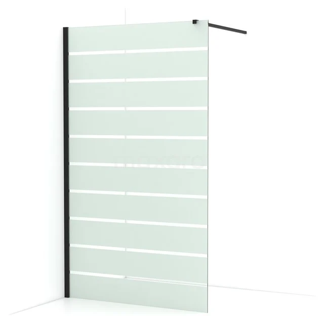 Diamond Walk-in shower | 120 cm Matte black Clear with matt stripes Fixed wall IDA12116MB