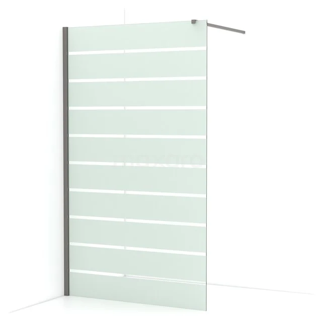 Diamond Walk-in shower | 120 cm Black metal Clear with matt stripes Fixed wall IDA12116ZMN