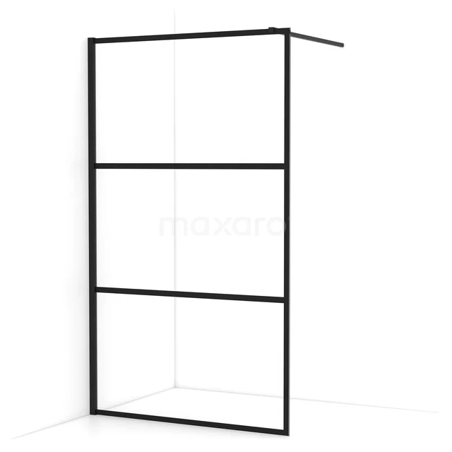 Begehbare Dusche Diamond 120cm aus klarem Sicherheitsglas mit 4 schwarzen Streifen Matt Schwarz IDA12118MB