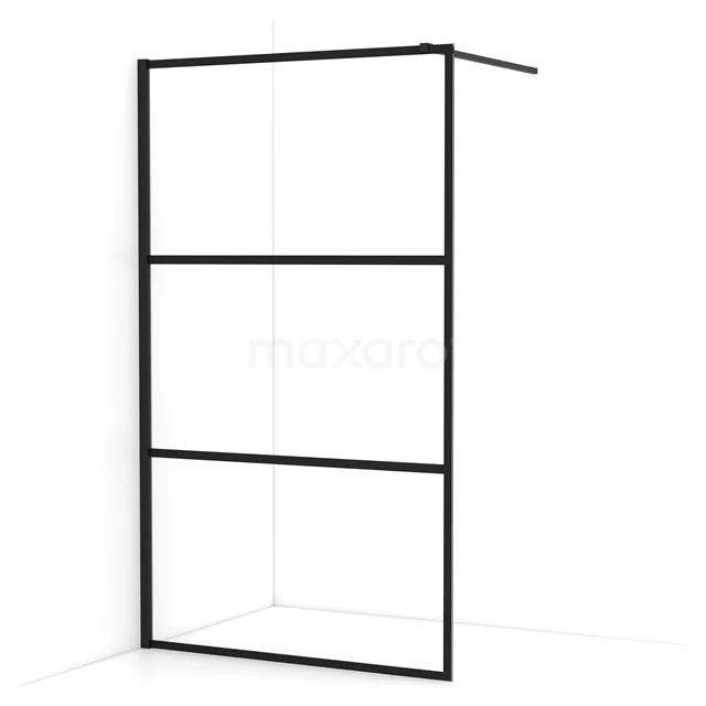 Diamond Walk-in shower | 120 cm Matte black Clear with 4 black stripes Fixed wall IDA12118MB