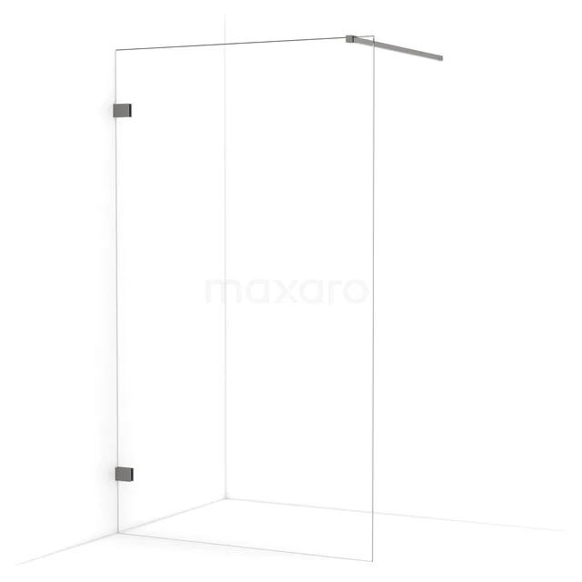 Diamond begehbare Dusche | 120 cm Schwarzes Metall  Feste Wand IDA12120ZM