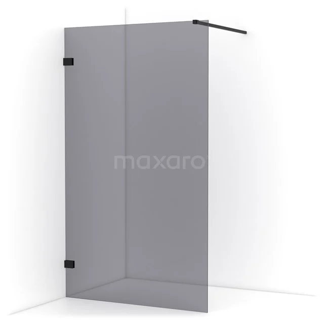 Diamond Walk-in shower | 120 cm Matte black Smoke glass Fixed wall IDA12121MB