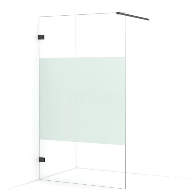 Begehbare Dusche Diamond 110cm aus klarem Sicherheitsglas mit mattem Streifen Schwarzchrom IDA11123BC