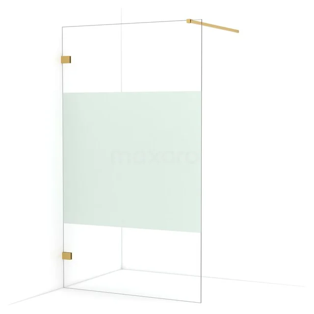 Begehbare Dusche Diamond 110cm aus klarem Sicherheitsglas mit mattem Streifen Gold IDA11123GG