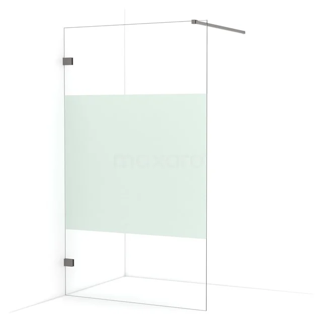 Diamond Walk-in shower | 110 cm Black metal Clear with matt strip Fixed wall IDA11123ZM