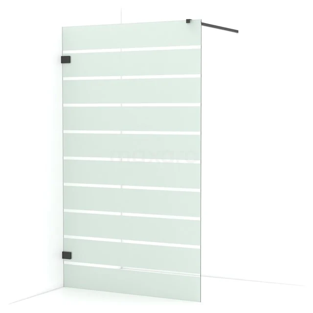 Diamond Walk-in shower | 120 cm Black chrome Clear with matt stripes Fixed wall IDA12126BC