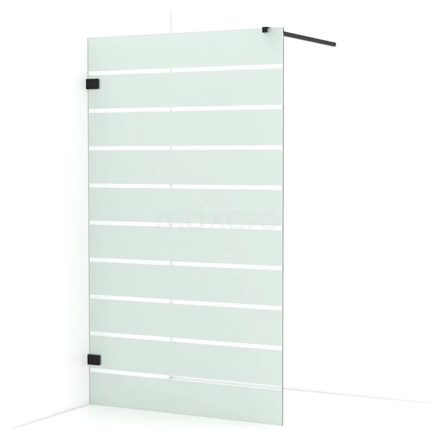 Diamond Walk-in shower | 120 cm Matte black Clear with matt stripes Fixed wall IDA12126MB