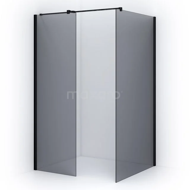 Pearl begehbare Dusche | 120x80 cm Matt Schwarz 2 feste Wände IPB0812401M Schwarze Eck-Duschwand aus gehärtetem Glas, modernes Design, ideal für ein stilvolles Badezimmer-Upgrade.