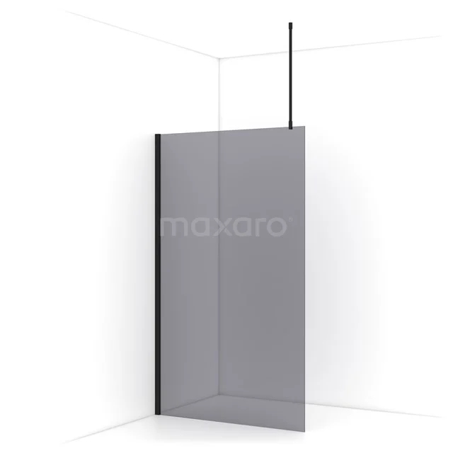 Diamond Walk-in shower | 110 cm Matte black Smoke glass Fixed wall IDA11711MB