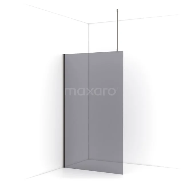 Diamond Walk-in shower | 110 cm Black metal Smoke glass Fixed wall IDA11711ZMN