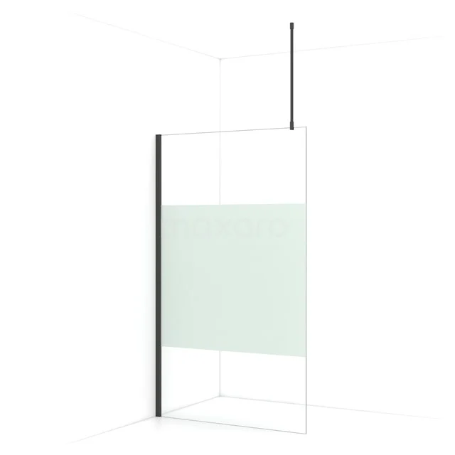 Diamond Walk-in shower | 110 cm Black chrome Clear with matt strip Fixed wall IDA11713BCN