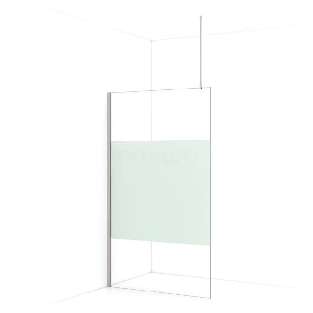 Diamond Walk-in shower | 110 cm Stainless steel Clear with matt strip Fixed wall IDA11713BR