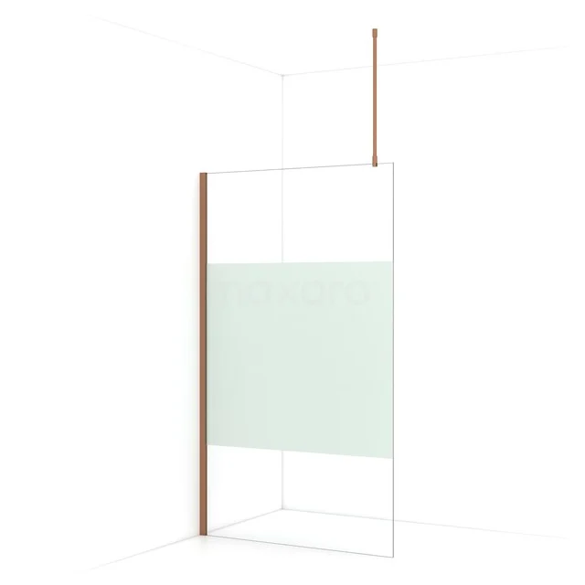 Begehbare Dusche Diamond 110cm aus klarem Sicherheitsglas mit mattem Streifen aus Kupfer IDA11713KP