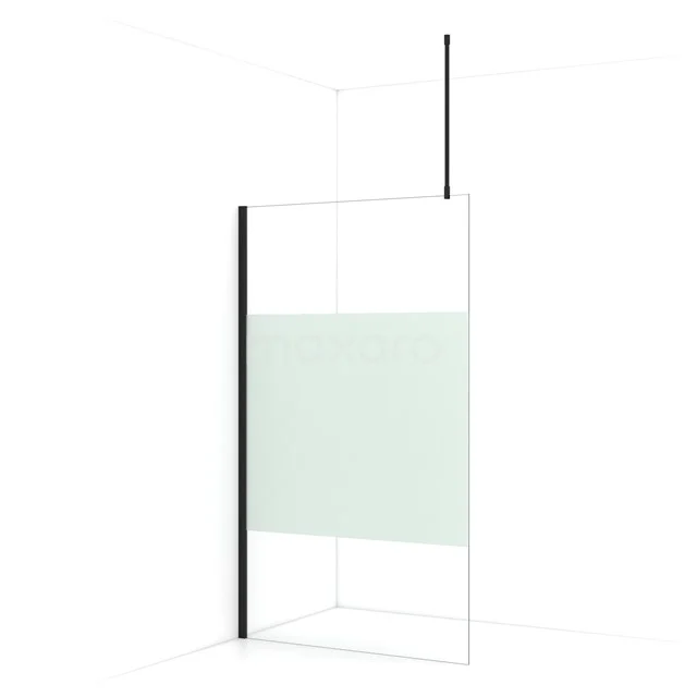 Diamond Walk-in shower | 110 cm Matte black Clear with matt strip Fixed wall IDA11713MB