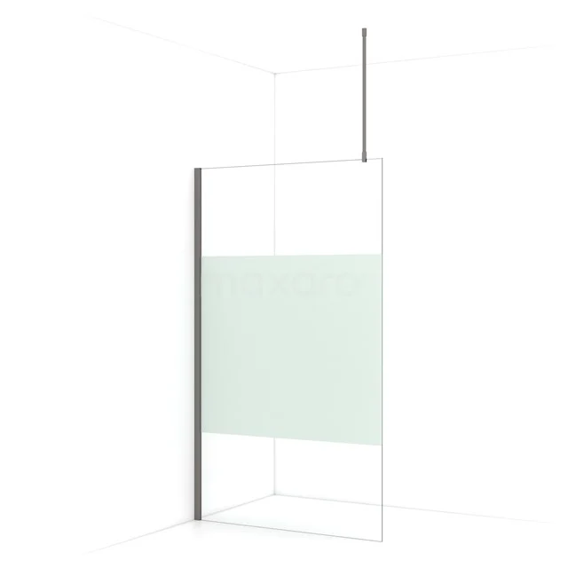 Diamond Walk-in shower | 110 cm Black metal Clear with matt strip Fixed wall IDA11713ZMN