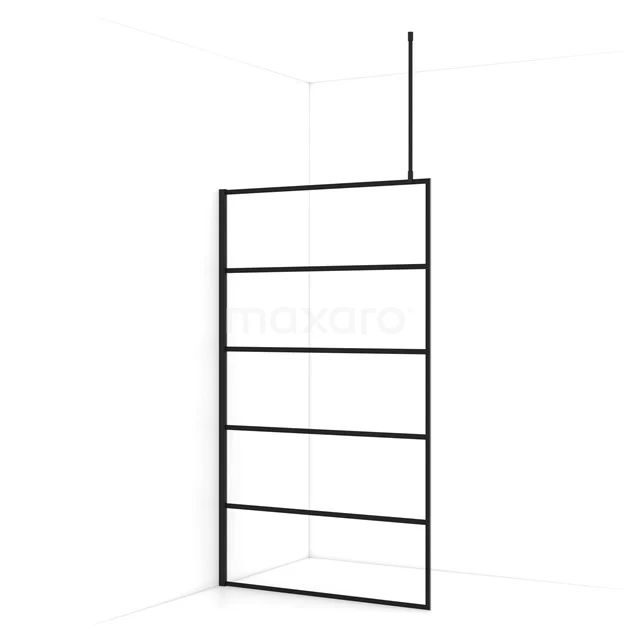 Diamond Walk-in shower | 120 cm Matte black Clear with 6 black stripes Fixed wall IDA12715MB
