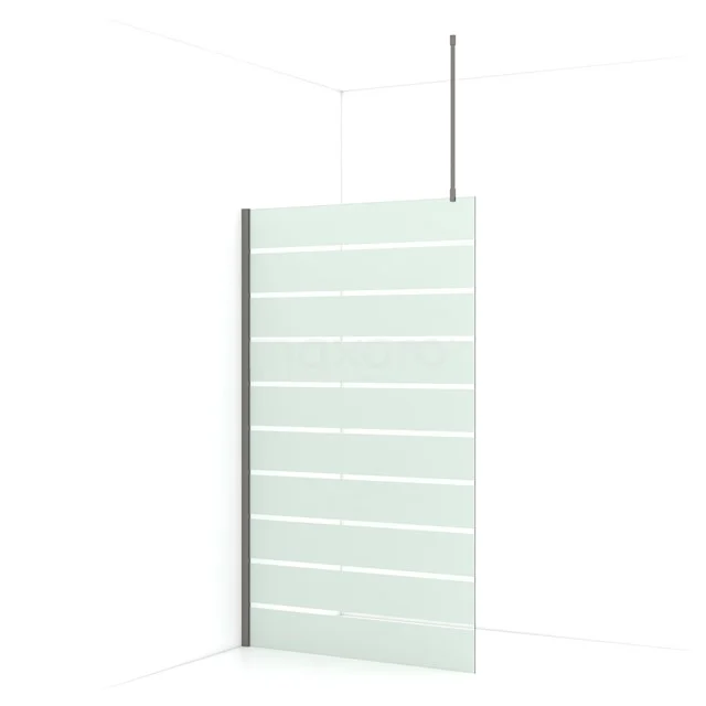Diamond Walk-in shower | 120 cm Black metal Clear with matt stripes Fixed wall IDA12716ZMN