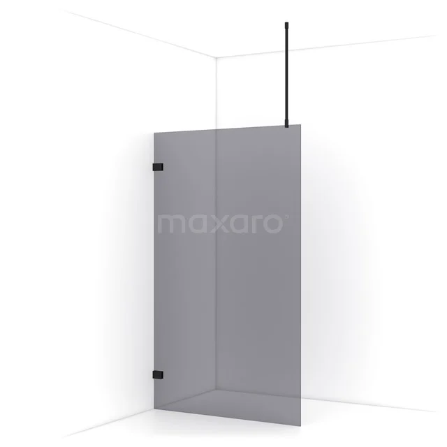 Diamond Walk-in shower | 110 cm Matte black Smoke glass Fixed wall IDA11721MB