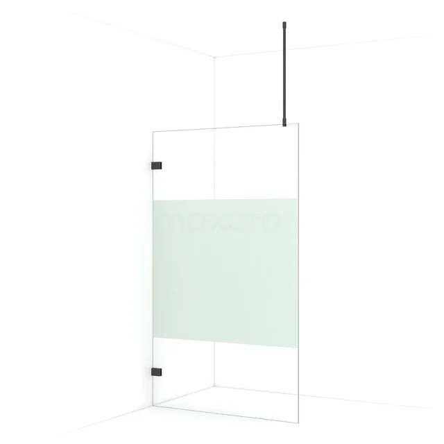 Begehbare Dusche Diamond 120cm aus klarem Sicherheitsglas mit mattem Streifen Schwarzchrom IDA12723BC