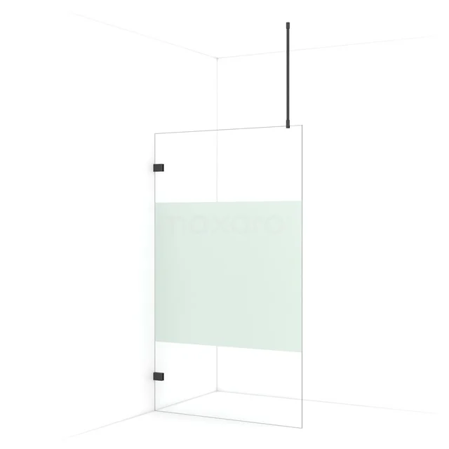 Diamond Walk-in shower | 110 cm Black chrome Clear with matt strip Fixed wall IDA11723BC