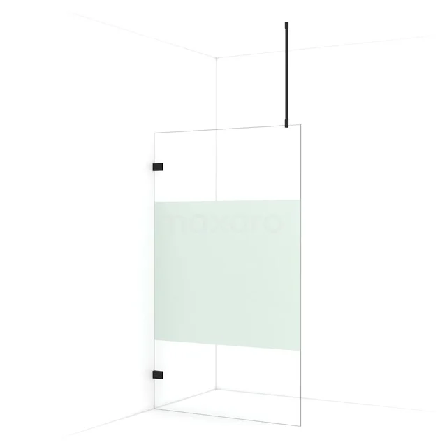 Diamond Walk-in shower | 110 cm Matte black Clear with matt strip Fixed wall IDA11723MB