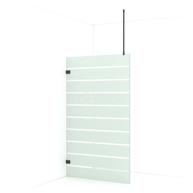 Diamond Walk-in shower | 120 cm Black chrome Clear with matt stripes Fixed wall IDA12726BC