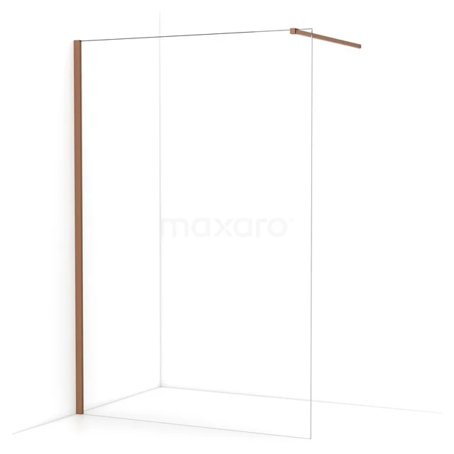 Diamond Walk-in shower | 130 cm Copper Clear glass Fixed wall IDA13110KP