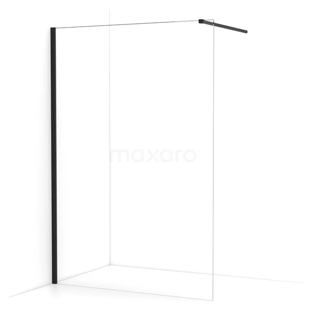 Diamond Walk-in shower | 130 cm Matte black Clear glass Fixed wall IDA13110MB