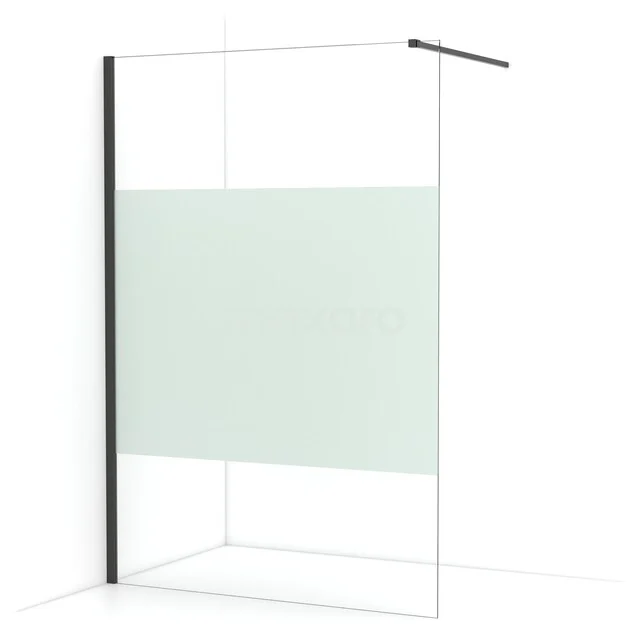 Diamond begehbare Dusche | 140 cm Schwarzchrom  Feste Wand IDA14113BCN