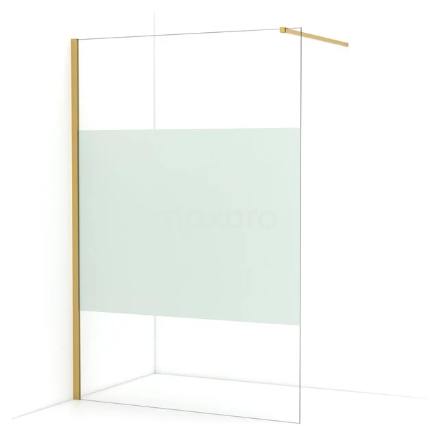 Diamond Walk-in shower | 140 cm Gold Clear with matt strip Fixed wall IDA14113GGN