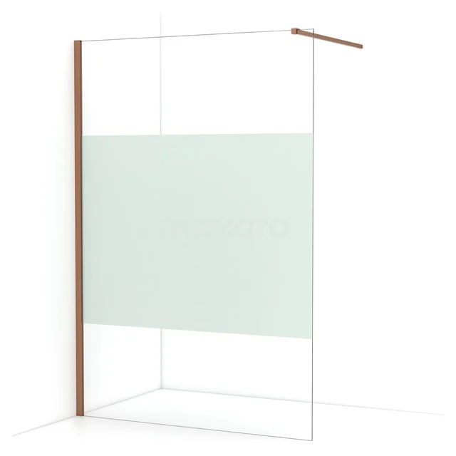 Diamond Walk-in shower | 140 cm Copper Clear with matt strip Fixed wall IDA14113KP